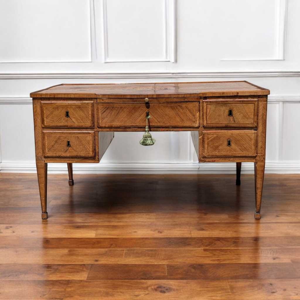 Antique Desk – Lombardy Louis XVI Era Desk, Vintage Writing Table, Elegant Office Furniture, 18th Century Desk