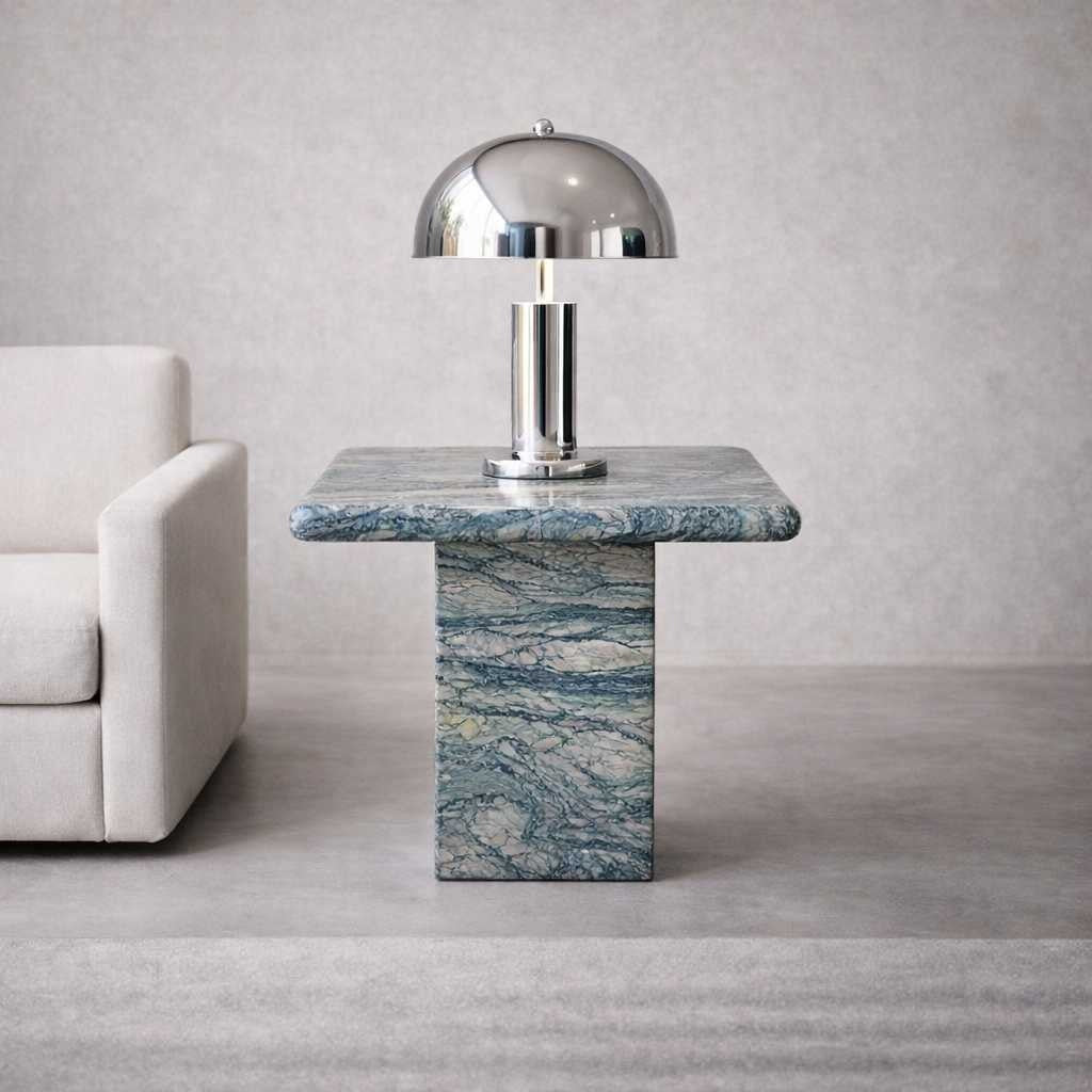 Green Marble Side Tables, Pair c. 1980s
