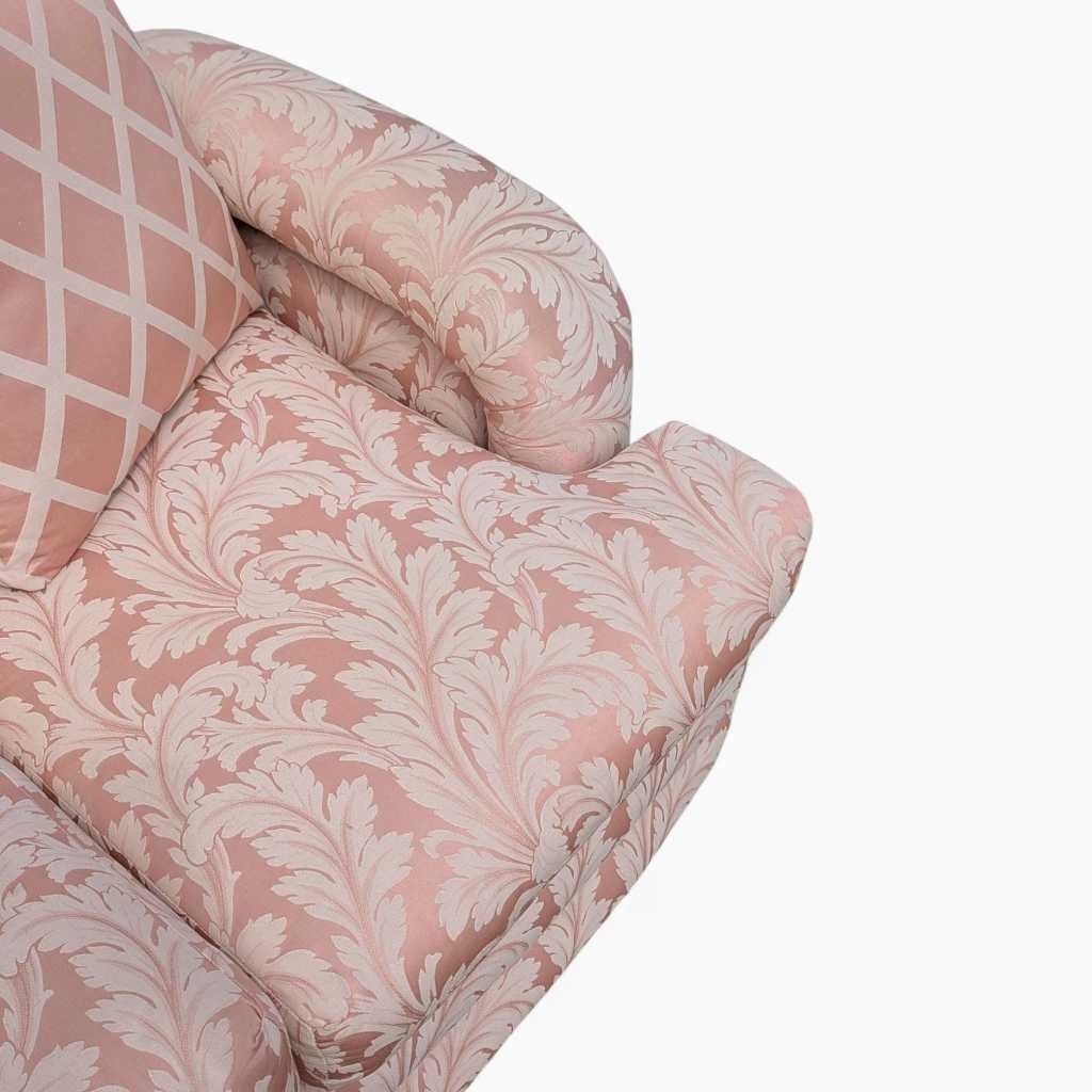 Postmodern Sectional Sofa – 80s Vintage Pink Sofa, Retro Floral Design, Curved Couch, Statement Living Room Furniture