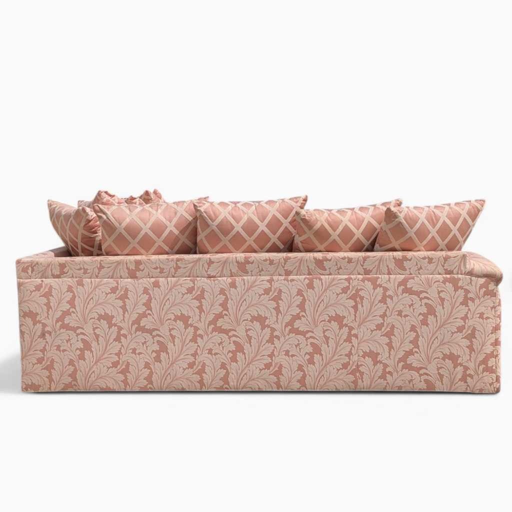 Postmodern Sectional Sofa – 80s Vintage Pink Sofa, Retro Floral Design, Curved Couch, Statement Living Room Furniture