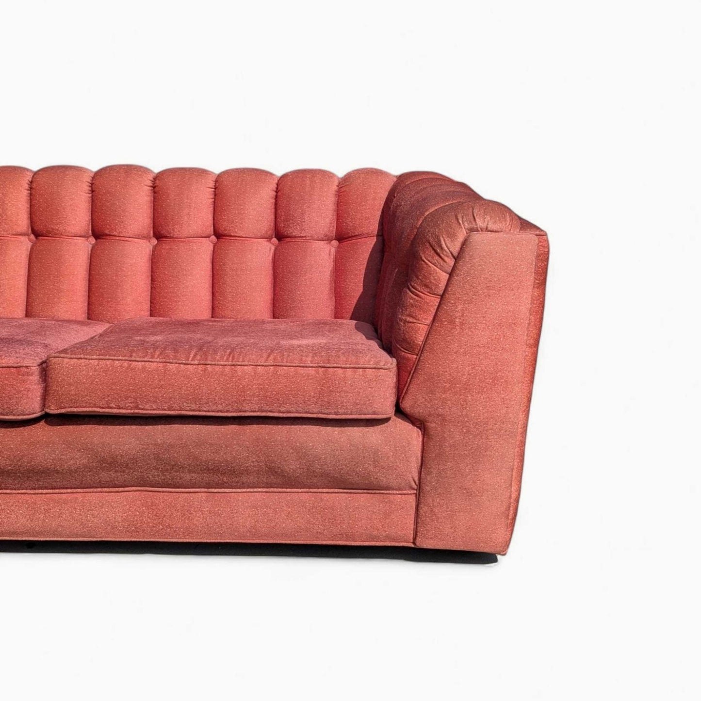 Vintage 1980s Tufted Sofa – Postmodern Loveseat in Rose Upholstery, Milo Baughman Style, 67" Long