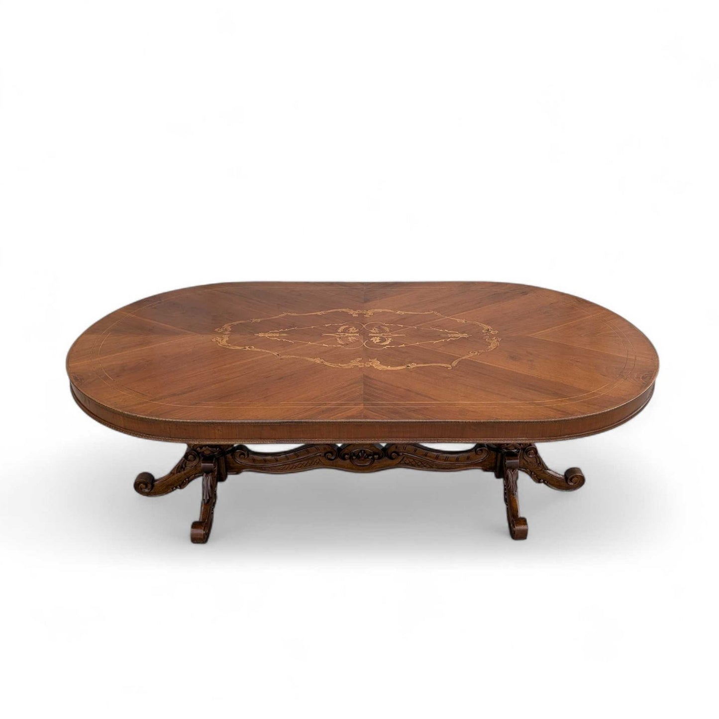 Antique Renaissance Revival Marquetry Dining Table