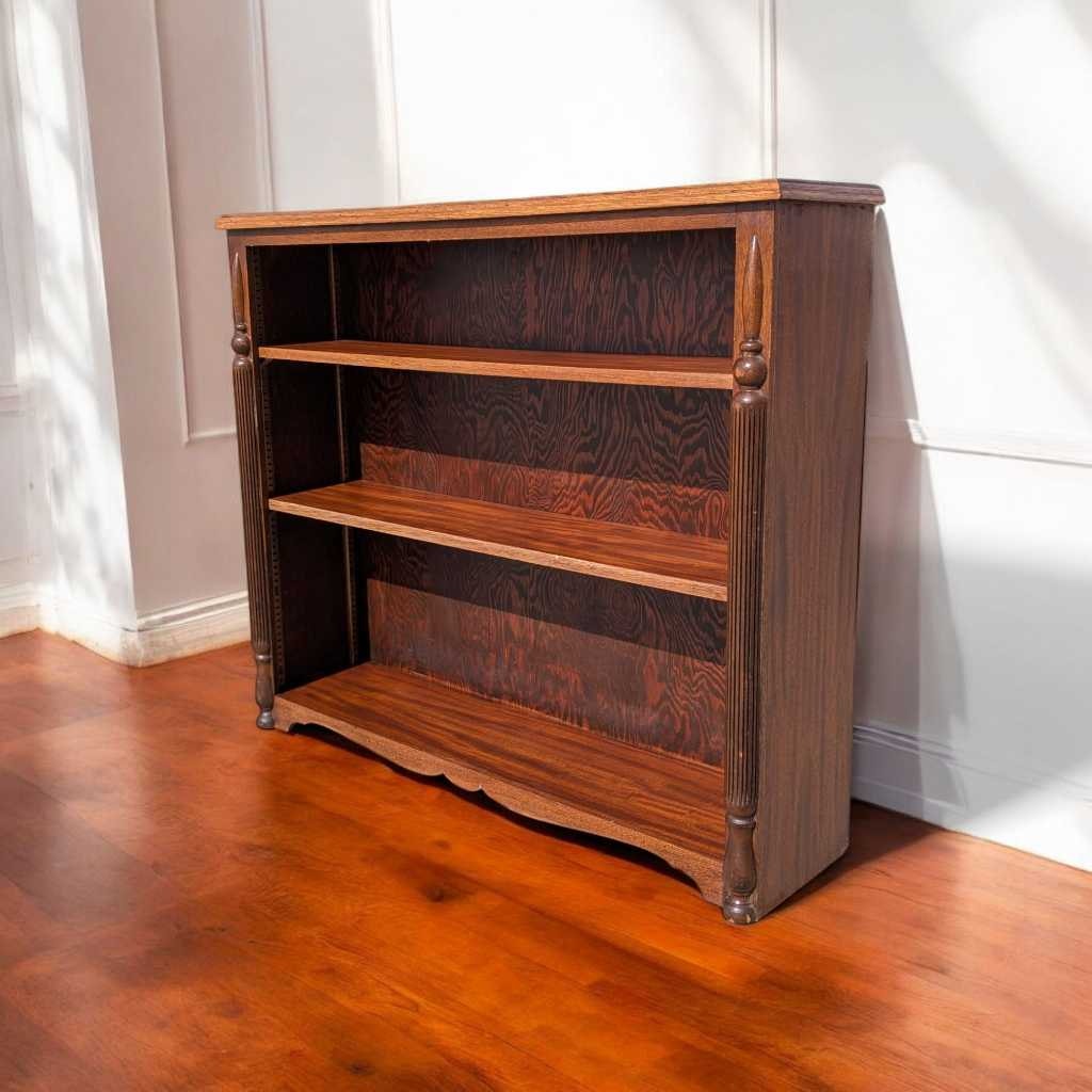 Antique Mahogany Bookcase – Vintage Wooden Bookcase, Classic Shelving Unit, Elegant Storage for Books and Decor