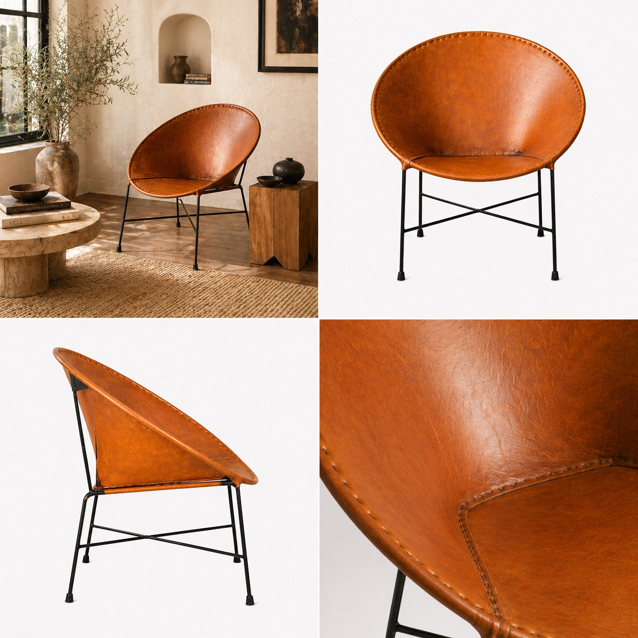 Pair - Handmade Leather Lounge Chair - Made to Order