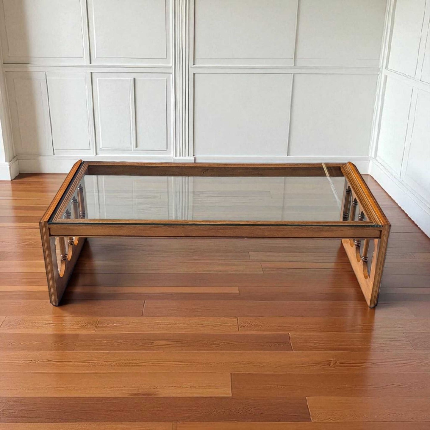 Mid Century Glass Top Coffee Table