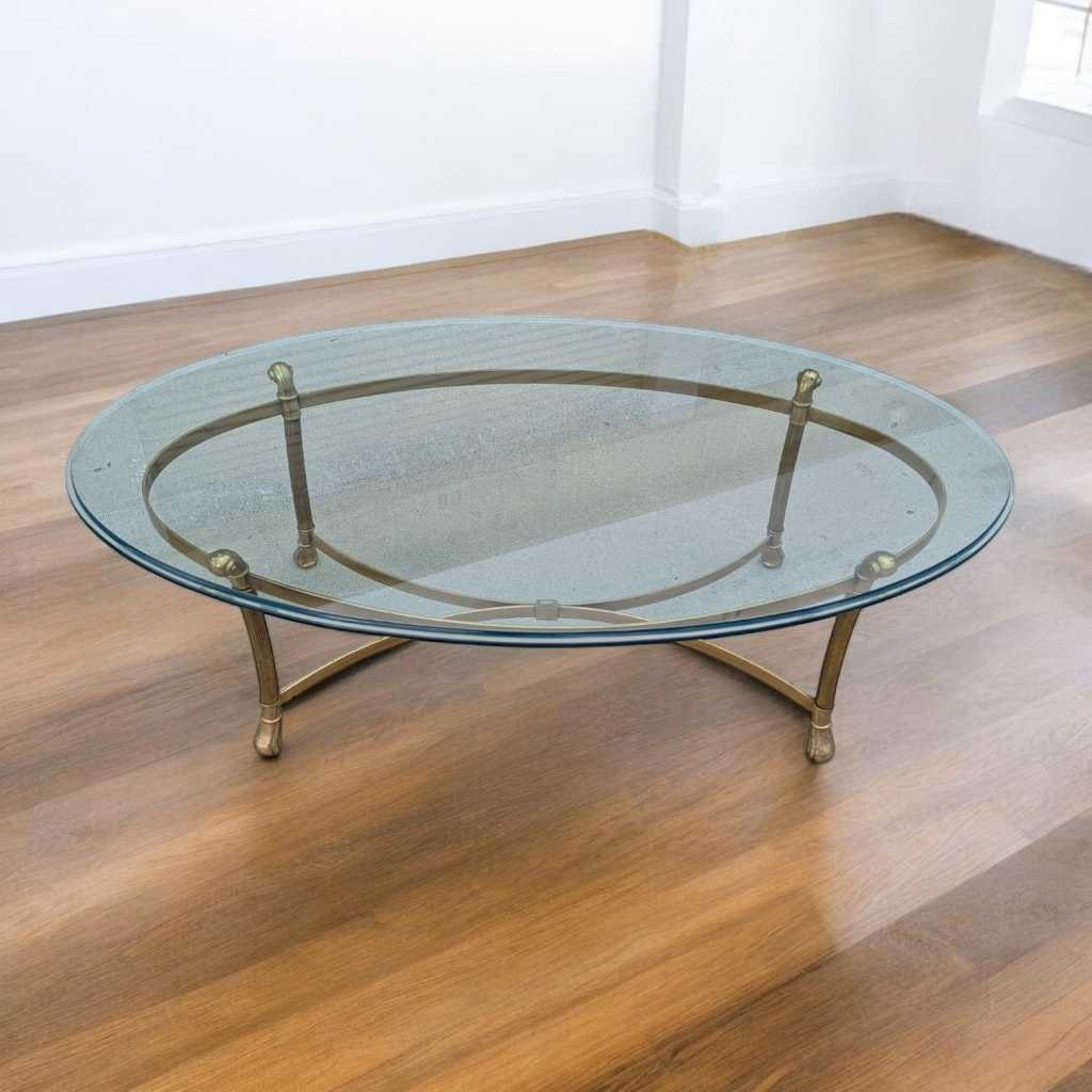 Glass Top Brass Coffee Table by Labarge