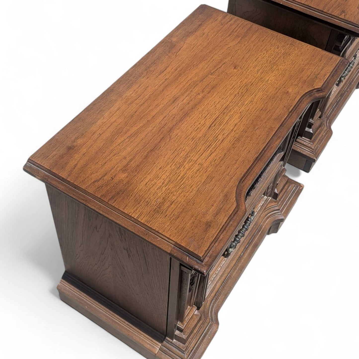 Vintage Carved Wood Nightstands