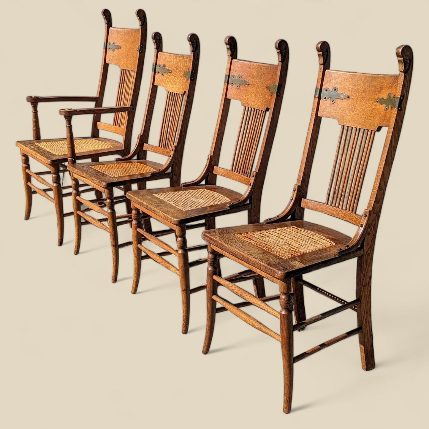Antique Tiger Oak Dining Chairs
