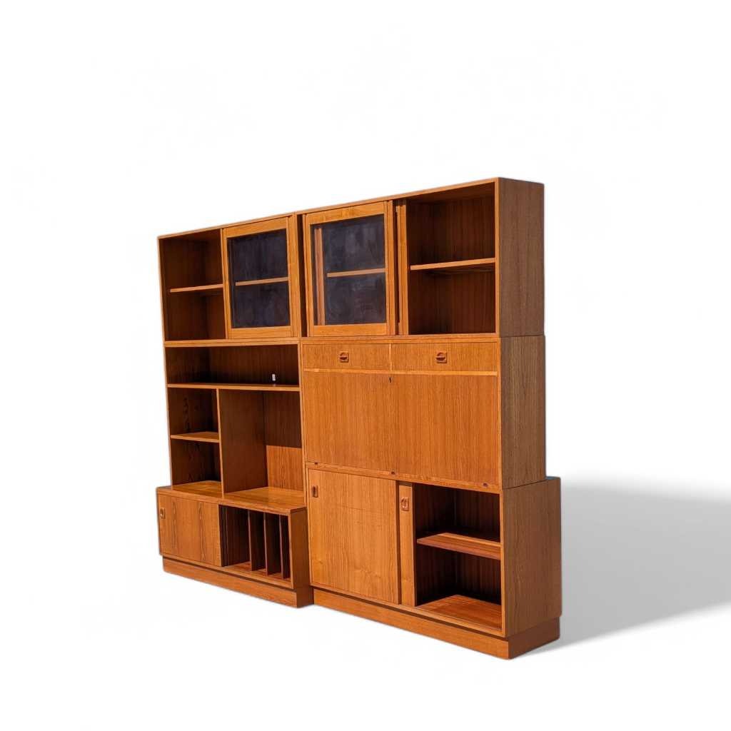 Danish Teak Bookcase – Mid-Century Modern Freestanding Wall Unit