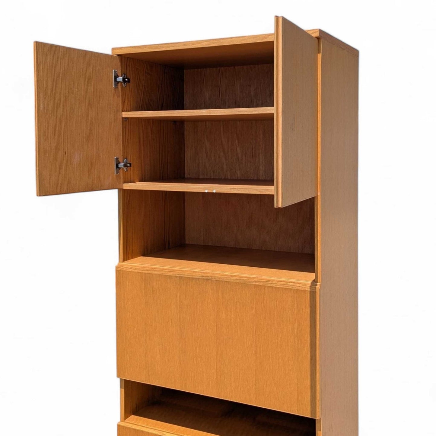 Vintage Bauhaus Tall Bar Cabinet – Drop Front w/ Mirror, Modern Storage Tower, 84" High, Made in Canada, MCM Style