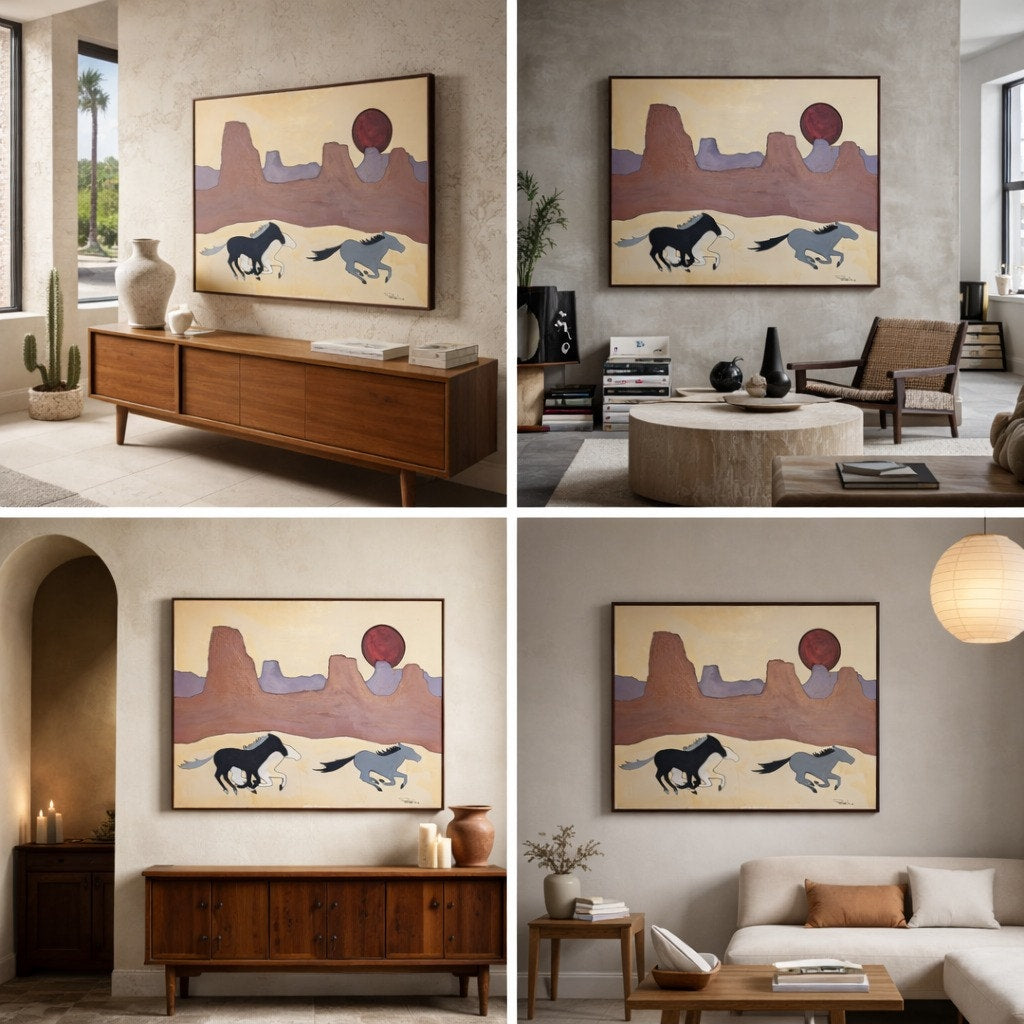 Southwestern Horse Painting | Signed 1994