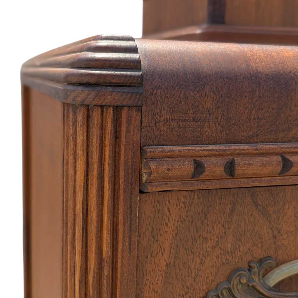 Art Deco Waterfall Chest of Drawers β Vintage 1930s Dresser, Tallboy, Mirror, Solid Wood Storage