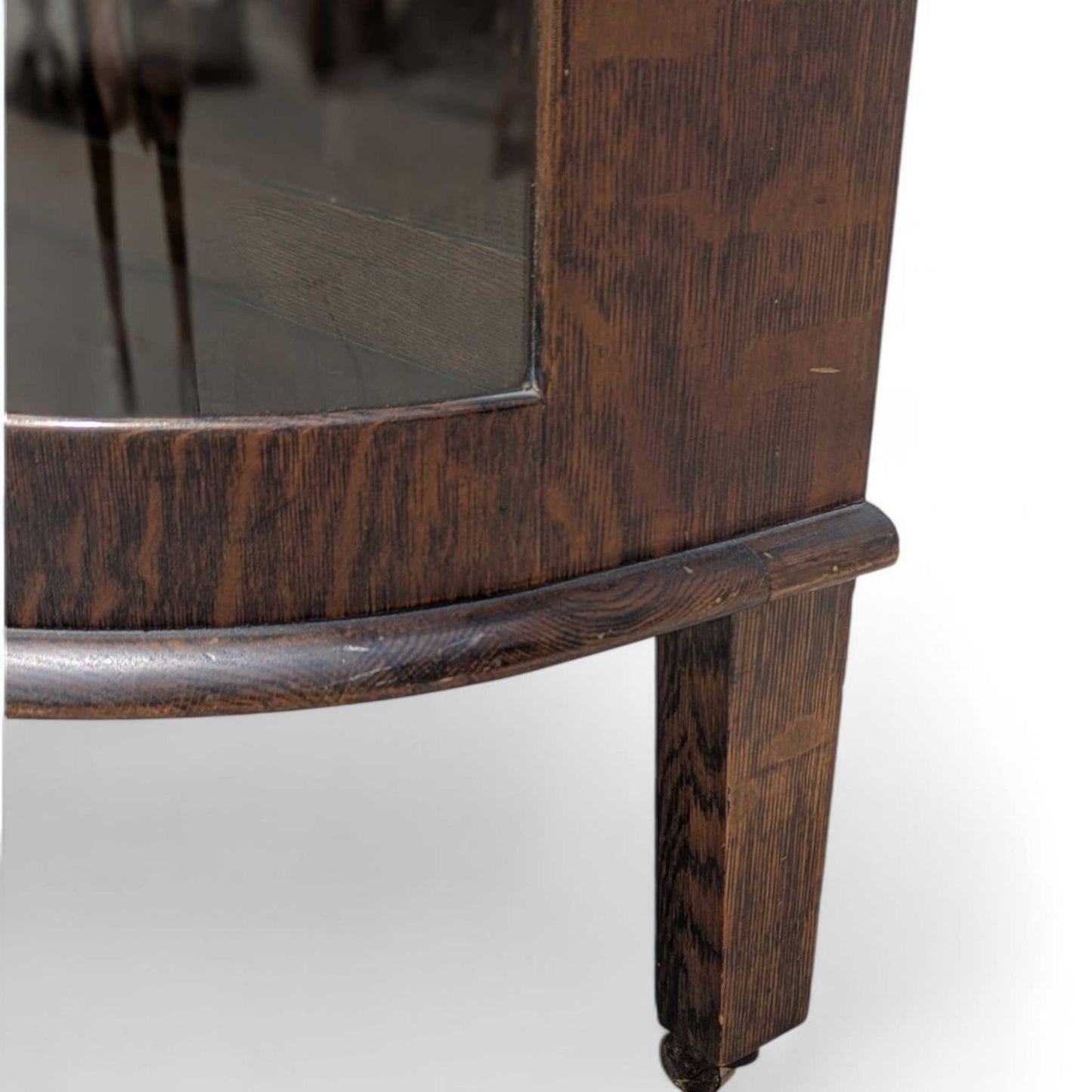 Vintage Curved Glass China Cabinet β Bow Front Display Hutch w/ Claw Feet, 49" Wide, Early 20th Century Style