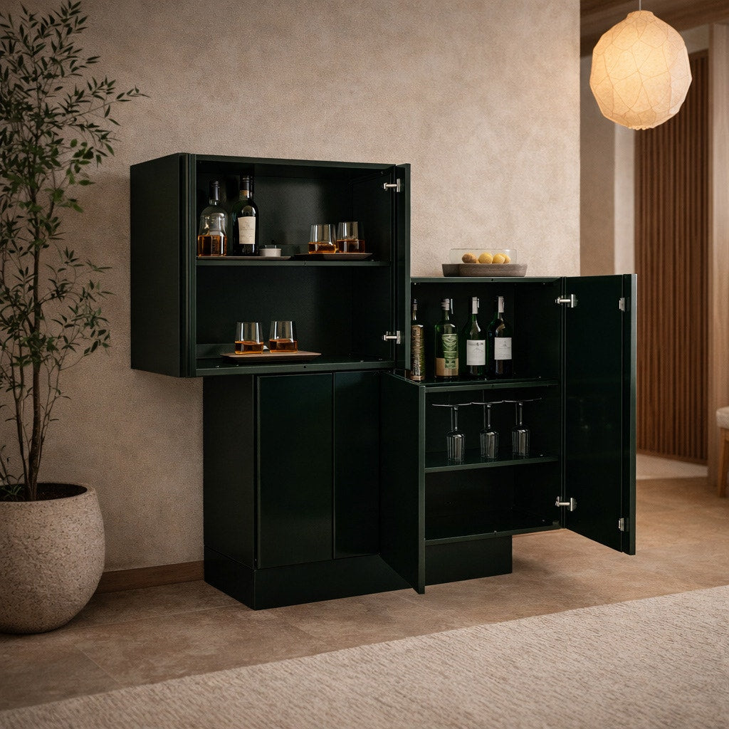Large Postmodern Geometric Bar, Custom Lacquer Finish