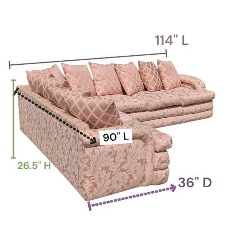 Postmodern Sectional Sofa – 80s Vintage Pink Sofa, Retro Floral Design, Curved Couch, Statement Living Room Furniture