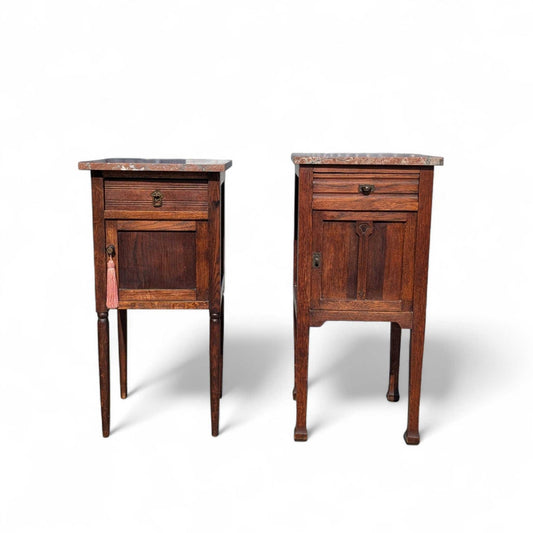 Pair of Antique French Marble Top Nightstands