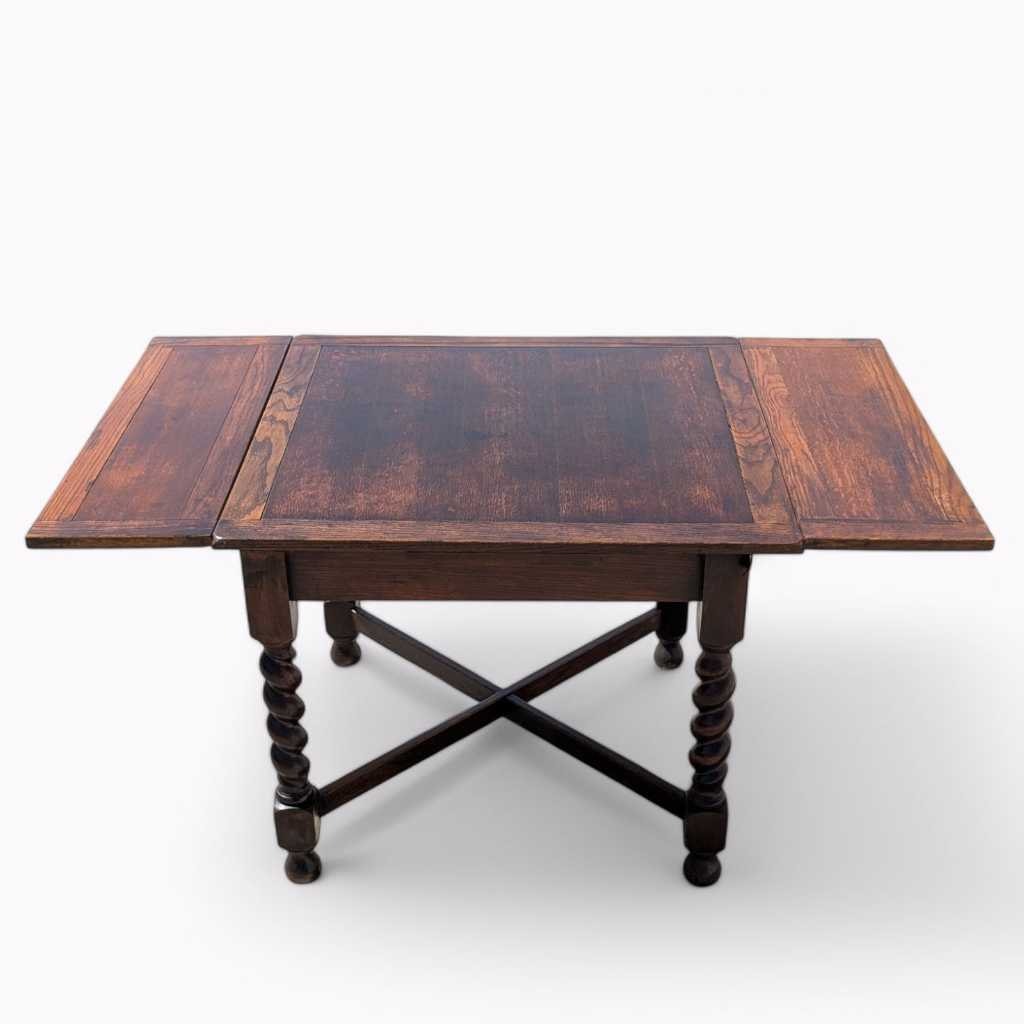 Antique Barley Twist Draw-Leaf Table, Solid Oak