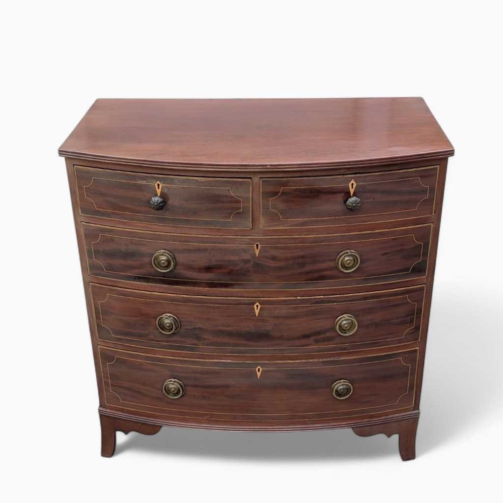 Antique Dresser – English Mahogany Bow Front Chest of Drawers
