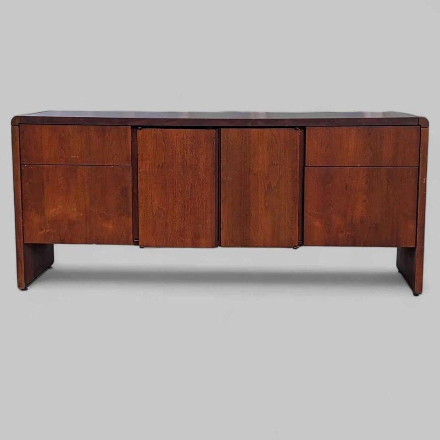 Mid Century Credenza, Office, Filing Cabinet, Walnut, Laminate, MCM, Retro, Living Room, Bedroom