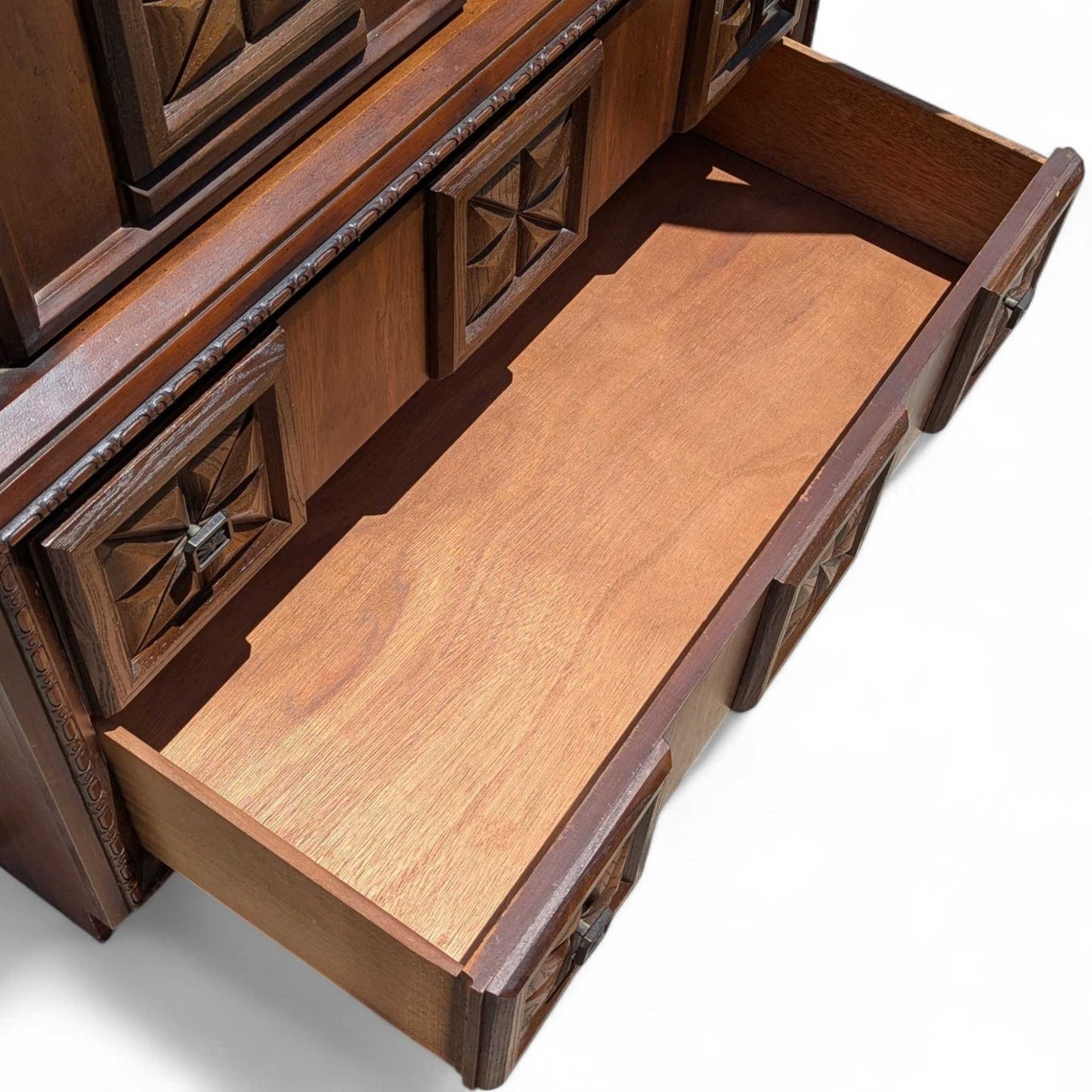 Vintage Brutalist Tallboy Dresser Cabinet c. 1970s