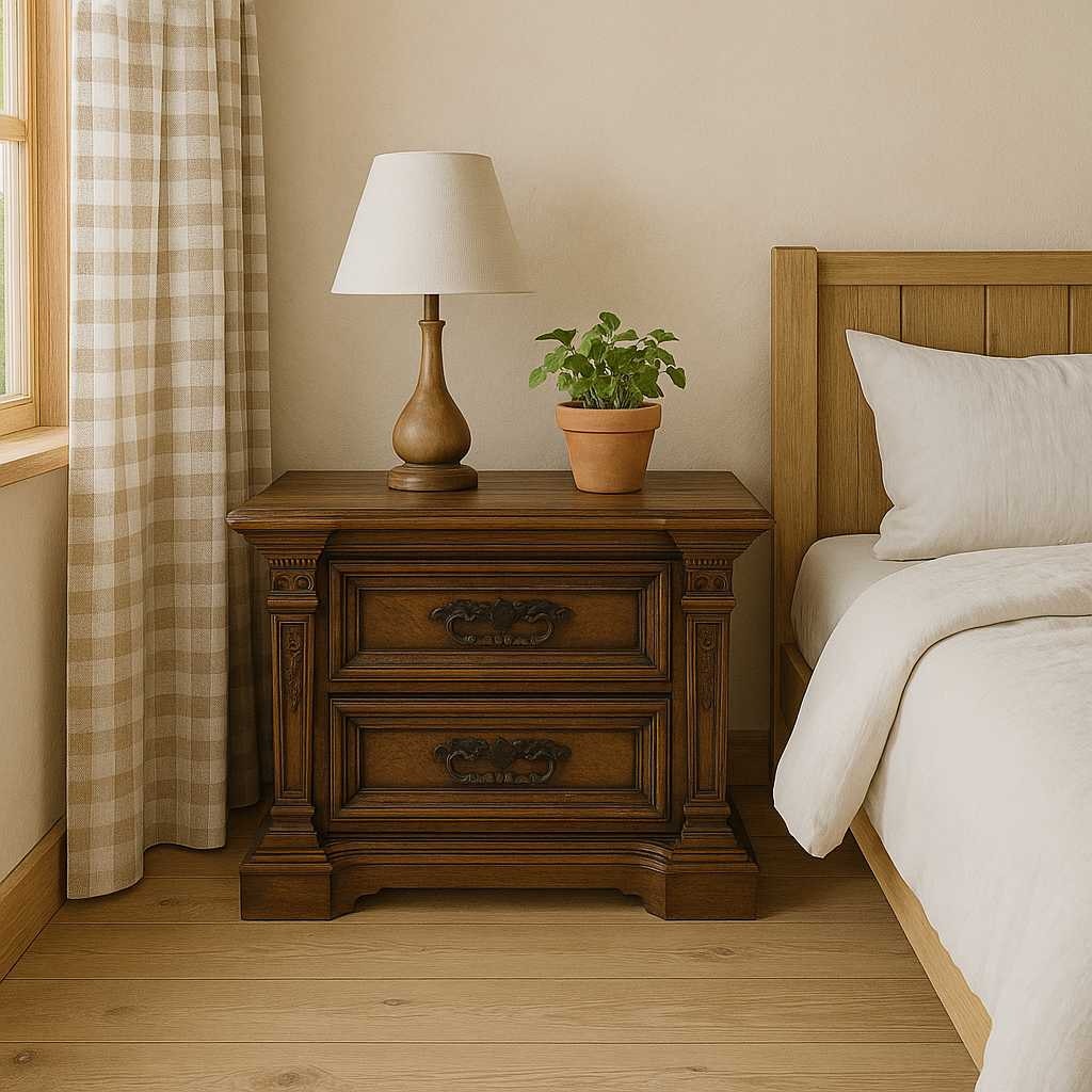 Vintage Carved Wood Nightstands