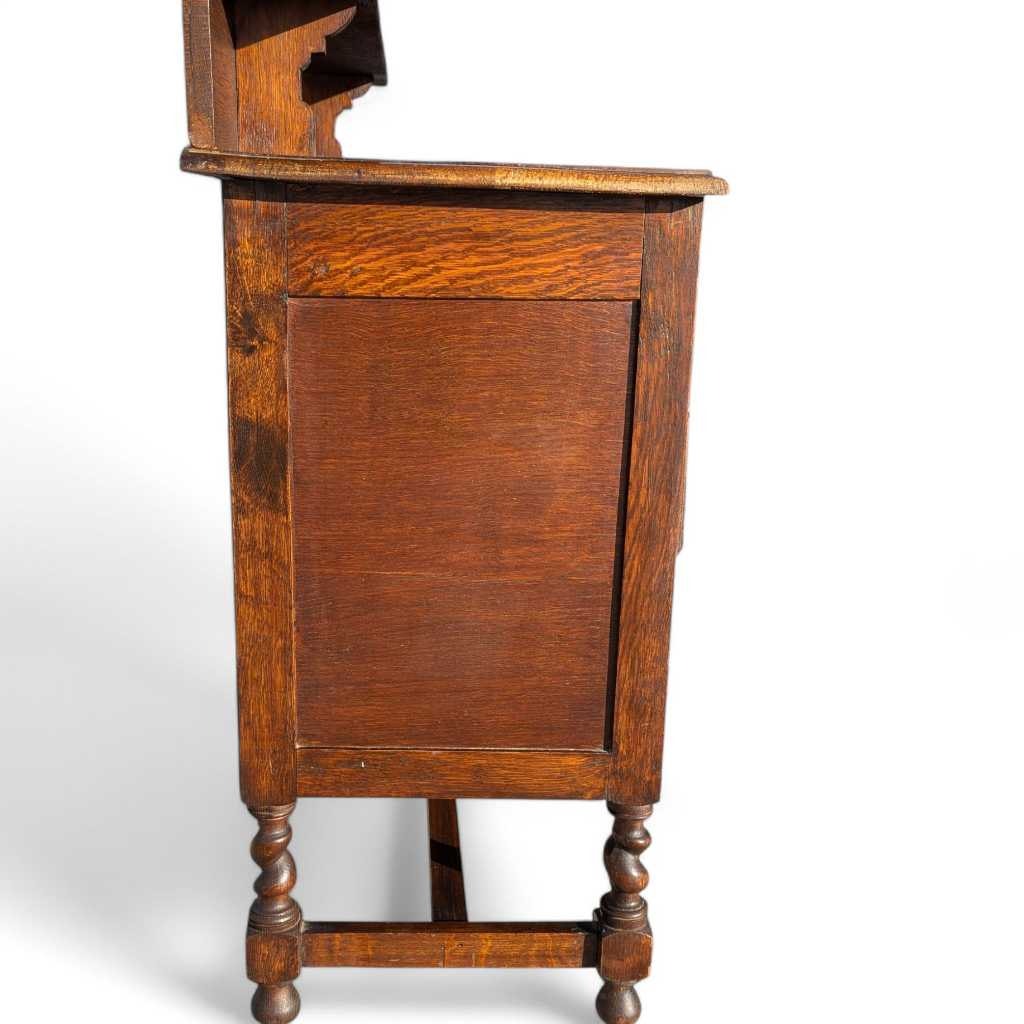 Antique Tiger Oak Dresser with Mirror – Barley Twist Detail, Vintage Vanity with Drawers, Early 1900s