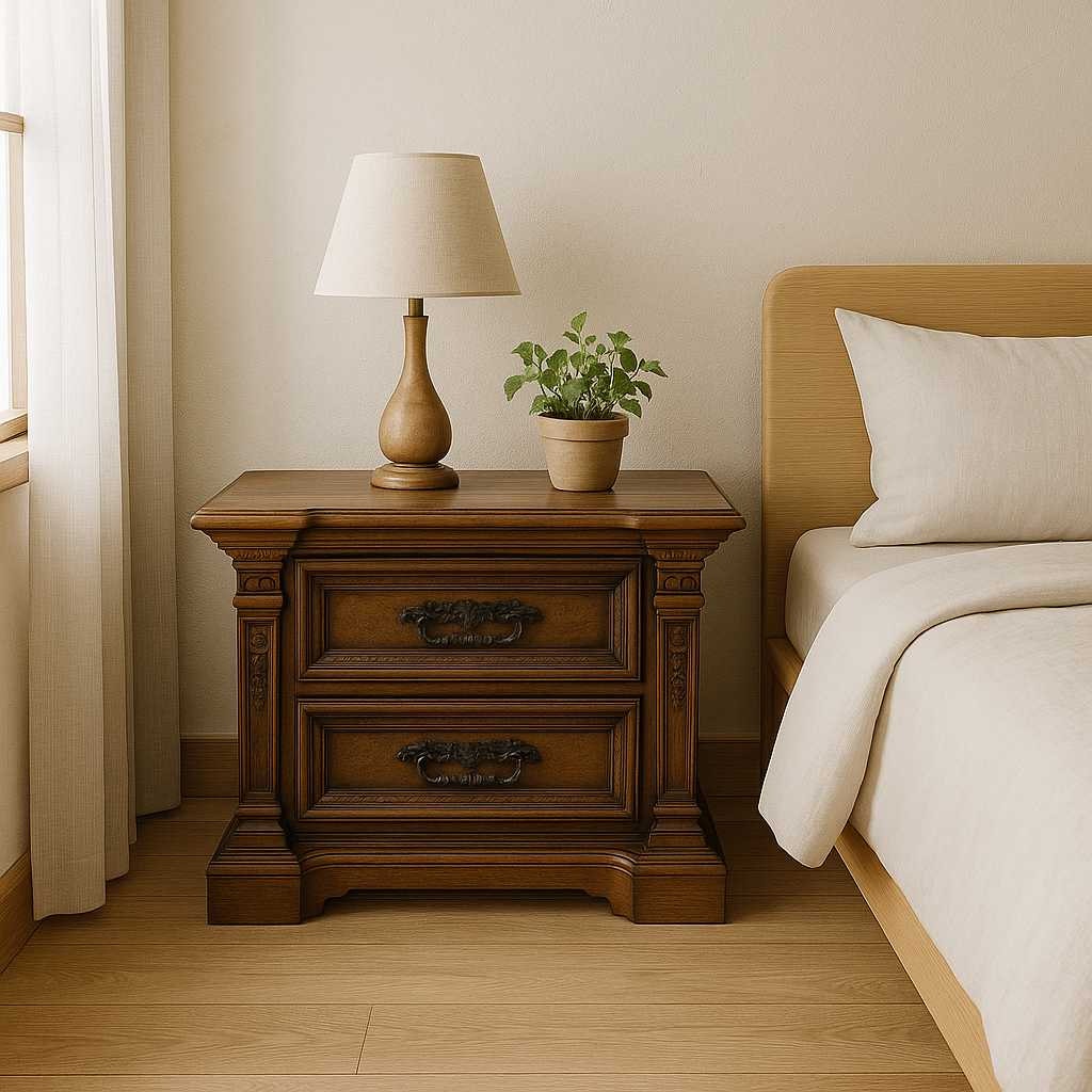 Vintage Carved Wood Nightstands