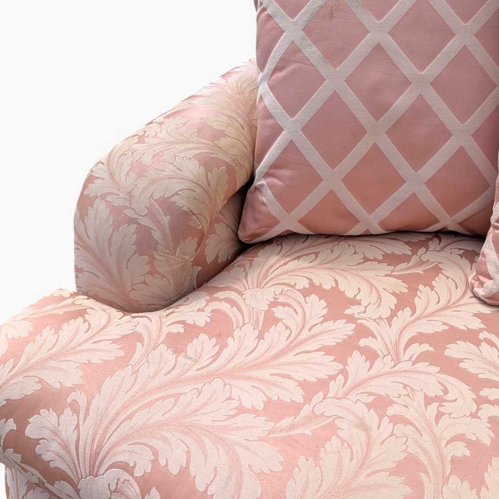 Postmodern Sectional Sofa – 80s Vintage Pink Sofa, Retro Floral Design, Curved Couch, Statement Living Room Furniture