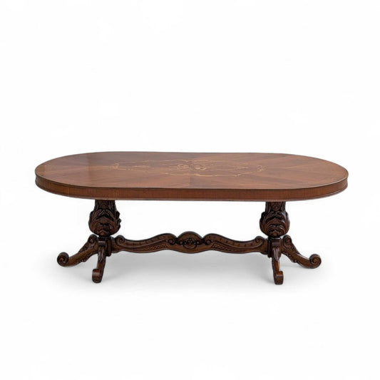 Antique Renaissance Revival Marquetry Dining Table