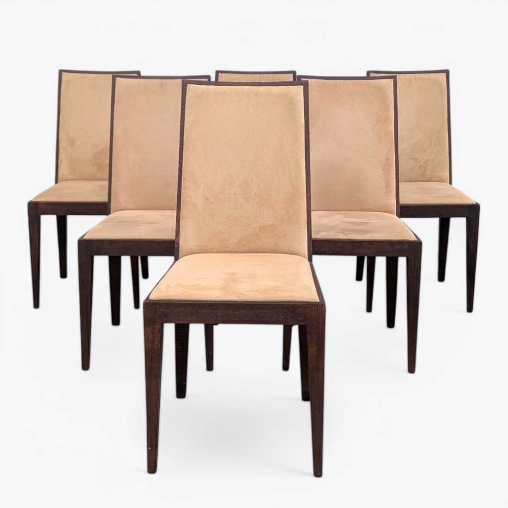 Six Dining Chairs – Contemporary, Faux Suede, Mid Century Style