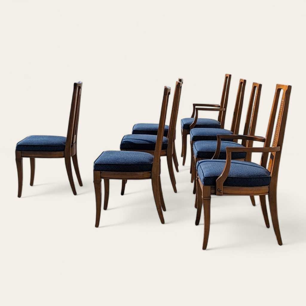 8 Mid Century Modern Drexel Triune Mahogany Cane Back Dining Chairs