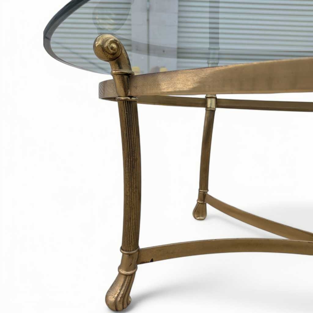 Glass Top Brass Coffee Table by Labarge
