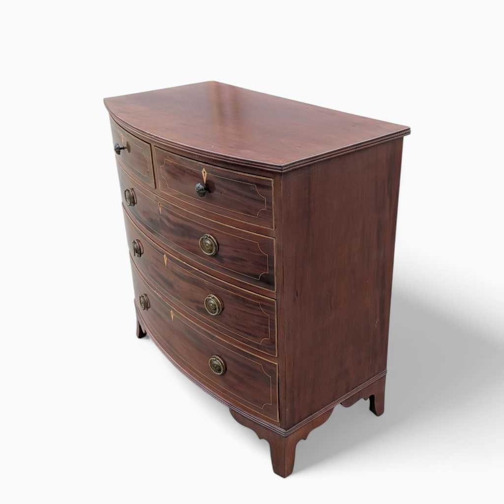 Antique Dresser – English Mahogany Bow Front Chest of Drawers
