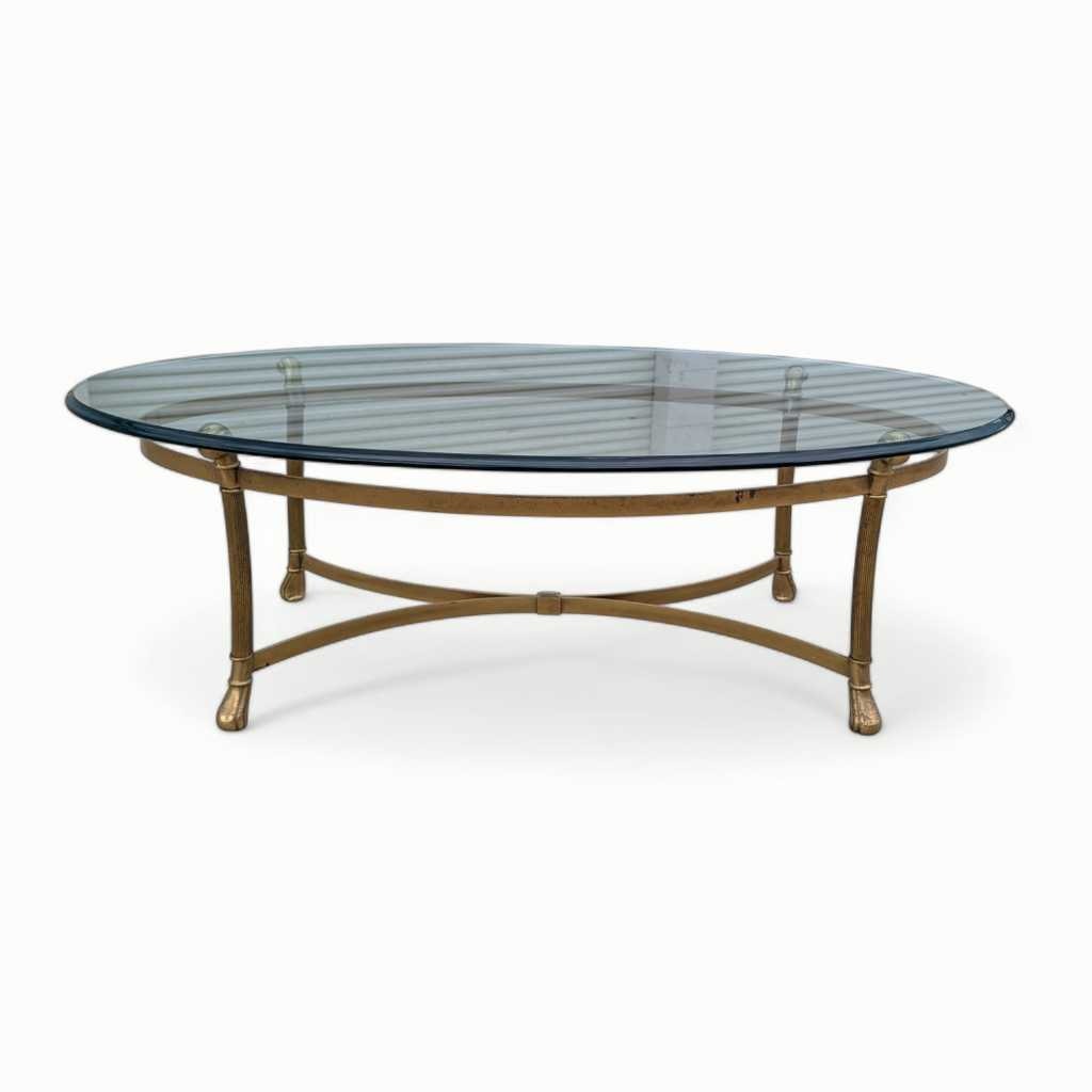 Glass Top Brass Coffee Table by Labarge
