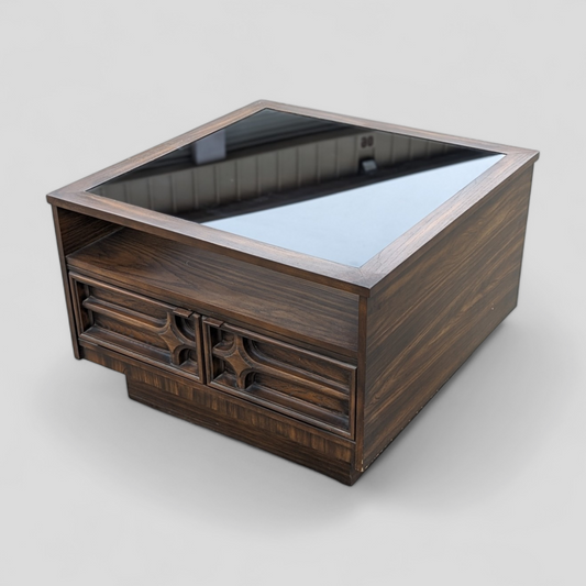 Vintage Coffee Table, Smoked Glass Top