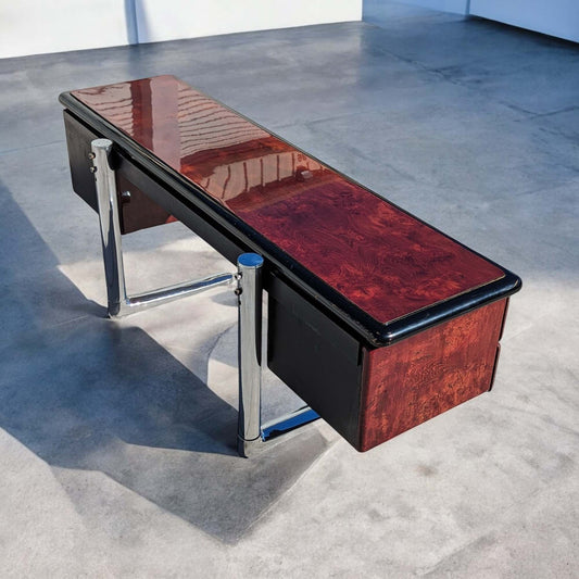 Vintage Desk, Warren Platner For Knoll, Steel, Oak, Mid Century, 1970s, Office, Executive Desk, MCM