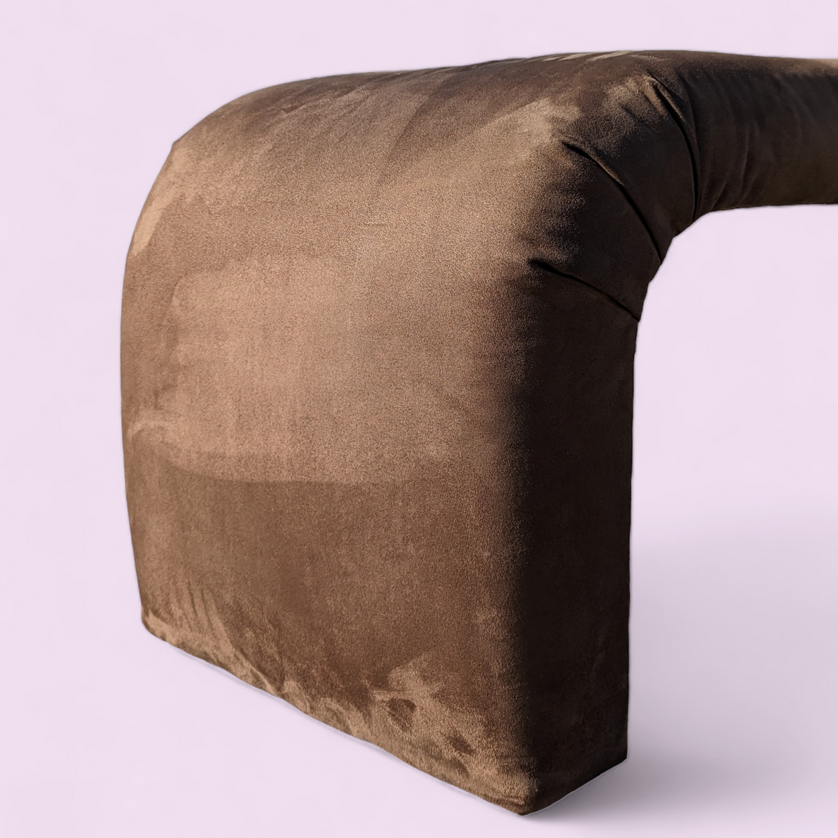 1980s Postmodern Brown Faux-Suede Waterfall Bench — view 6 of 6