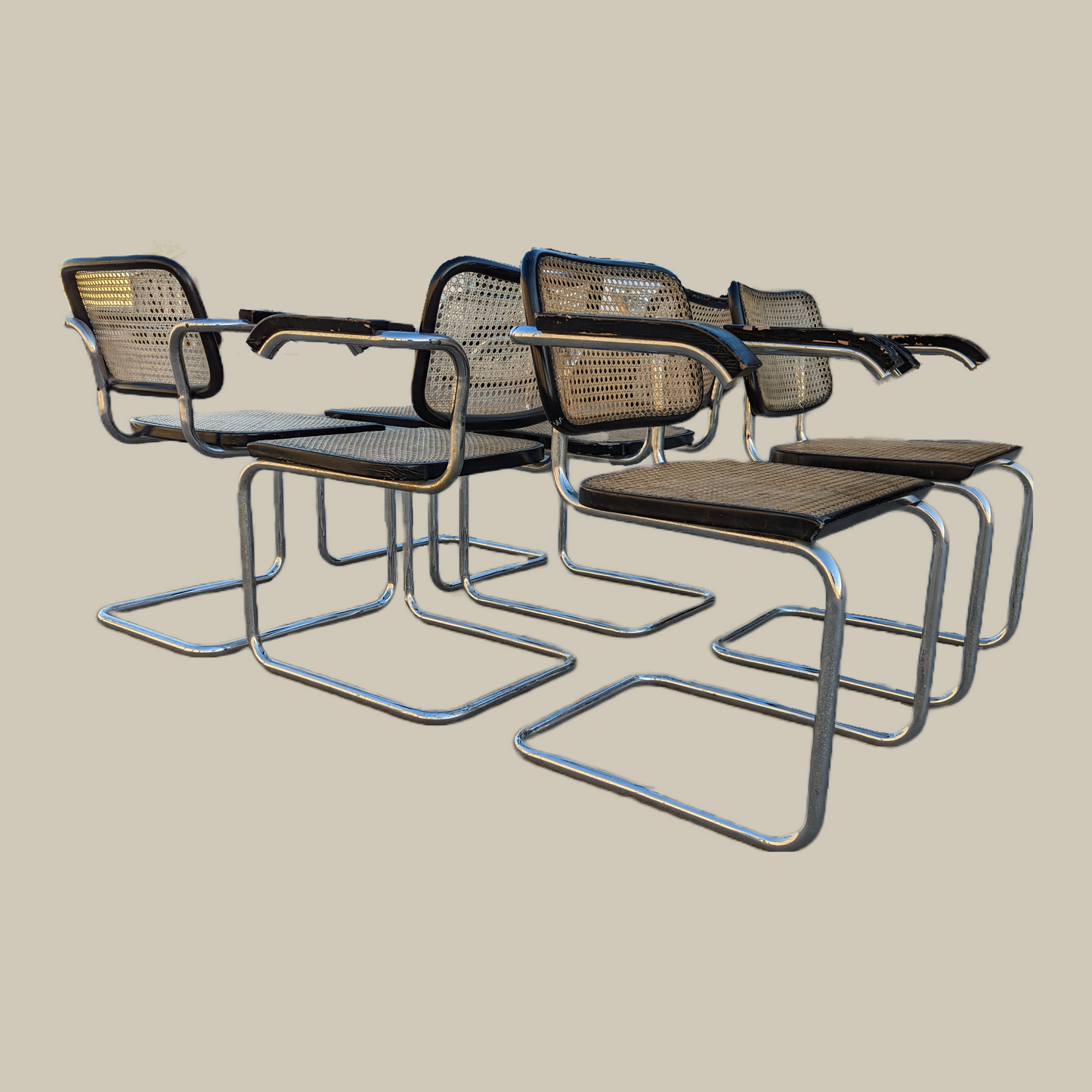 Vintage Cesca Chairs for Stendig, Six Armchairs, Italian, MCM, Mid Century Modern, Cantilever Dining Chairs