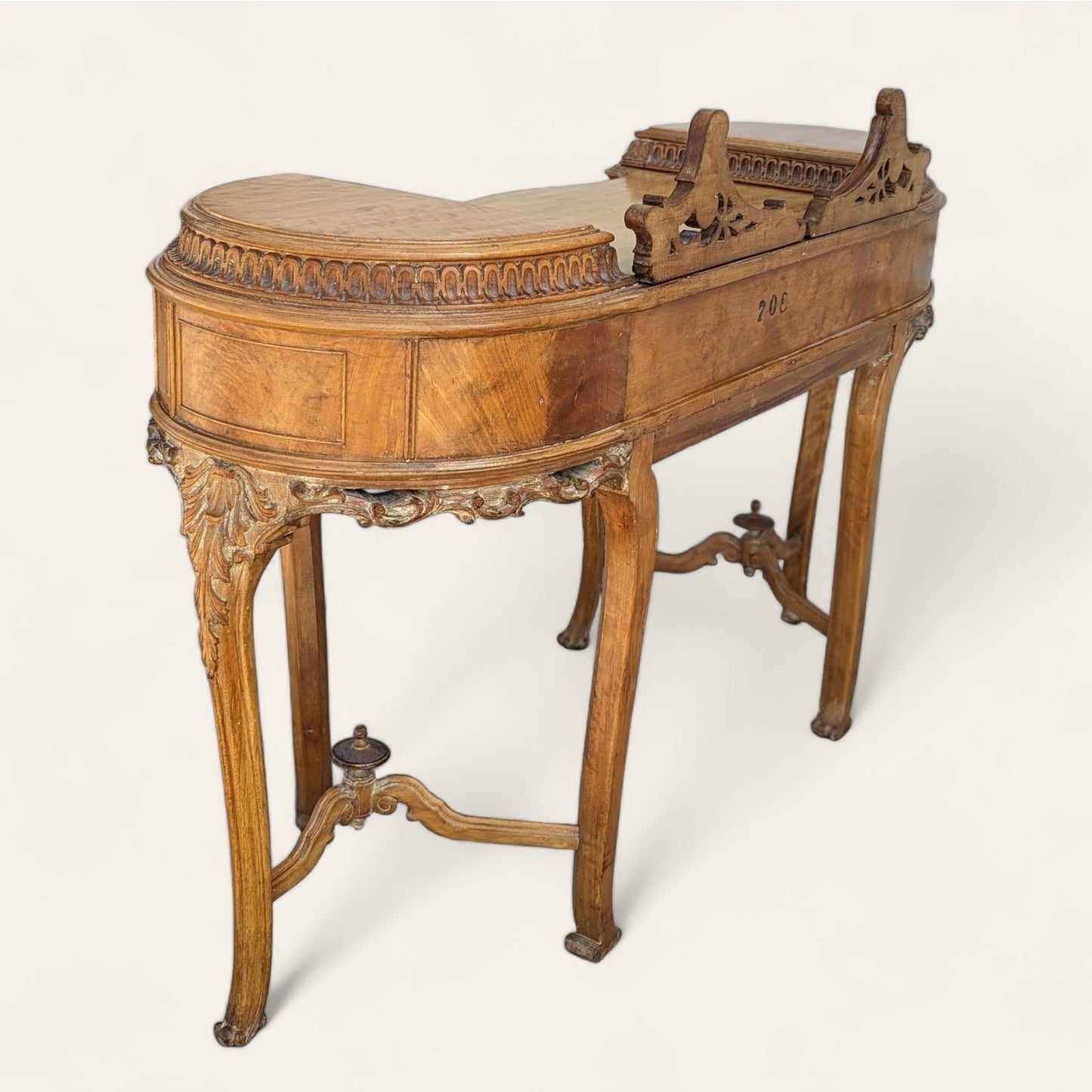 Antique Desk, Louis XV Style Writing Desk, 18th Century French Rococo, Ornate Carved Wood, Elegant Curved Legs, Vintage Furniture Piece