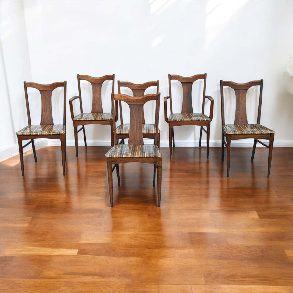 Garrison Furniture Walnut Dining Chairs, Set of Six, Mid-Century — view 1 of 14
