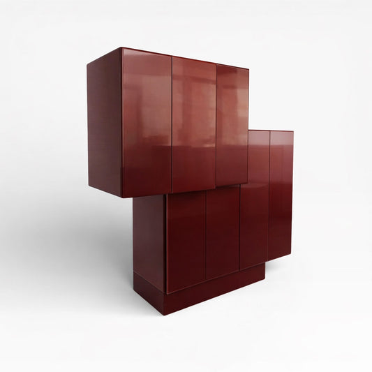 Large Postmodern Geometric Bar, Custom Lacquer Finish