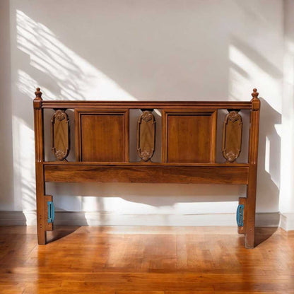 Vintage Carved Wood Full-Size Headboard
