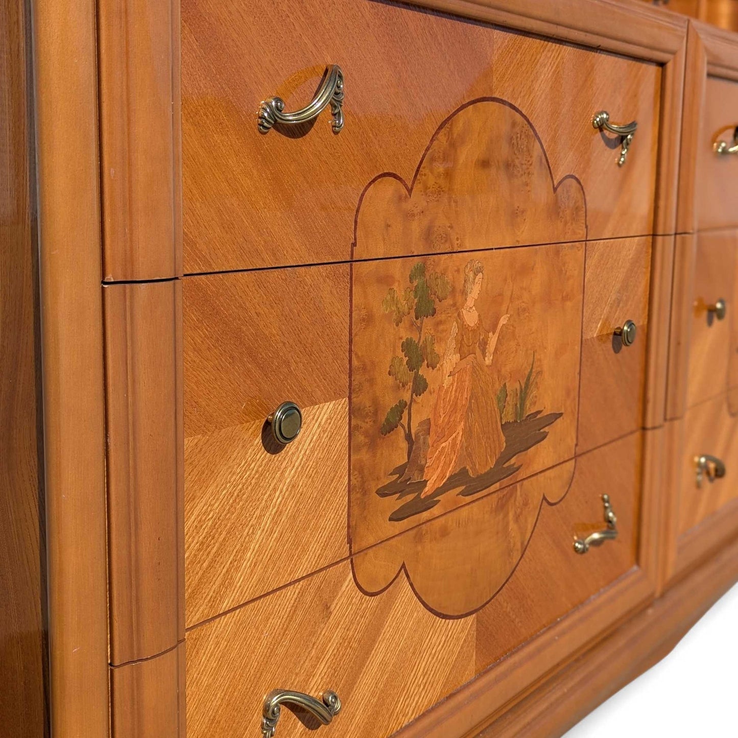 Postmodern Lacquer Dresser with Faux Marble Top