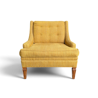 Vintage Mustard Upholstered Lounge Chair with Tapered Wood Legs
