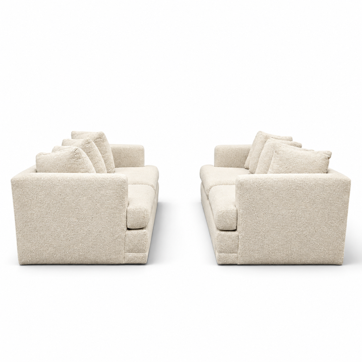 W & J Sloane Vintage Loveseat Pair with New Ivory Boucle Upholstery — view 1 of 6