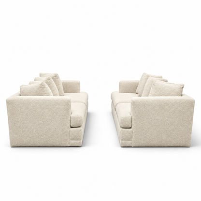 W & J Sloane Vintage Loveseat Pair with New Ivory Boucle Upholstery