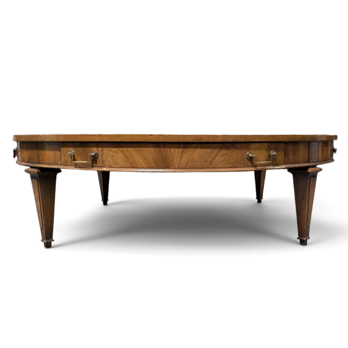 Circa 1957 Heritage Round Mahogany Coffee Table with Drawer — view 1 of 19