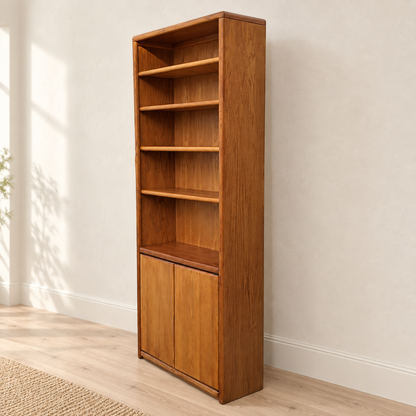 Late-20th-Century Oak Bookcase with Adjustable Shelves — view 1 of 15