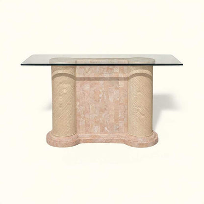 Postmodern Entryway Glass Console Table, c. 1980s
