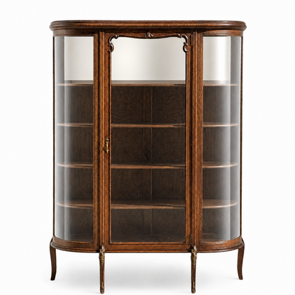 Early 20th Century Edwardian Demi-Lune Curved Glass Display Cabinet